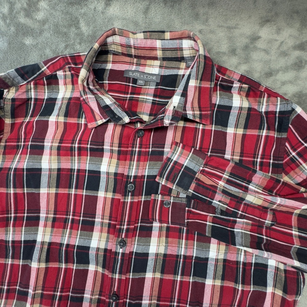 Slate & Stone Flannel Shirt Plaid Button Up Long Sleeve Casual XXL